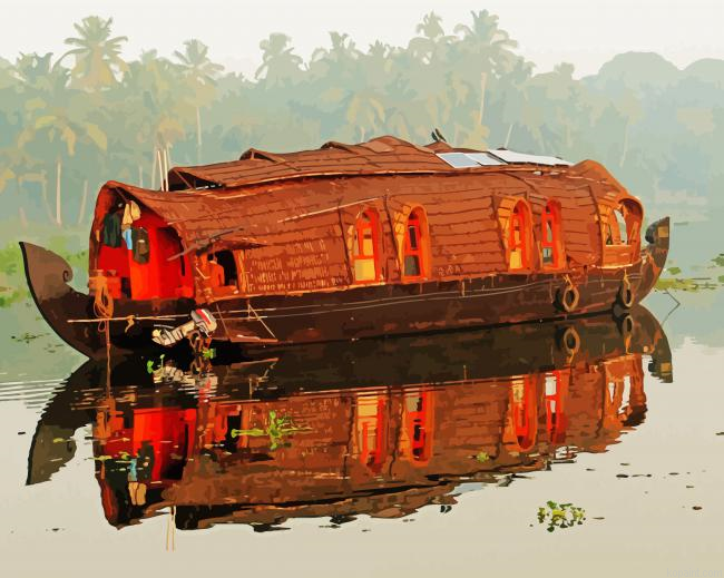 Houseboat In The River Paint By Numbers