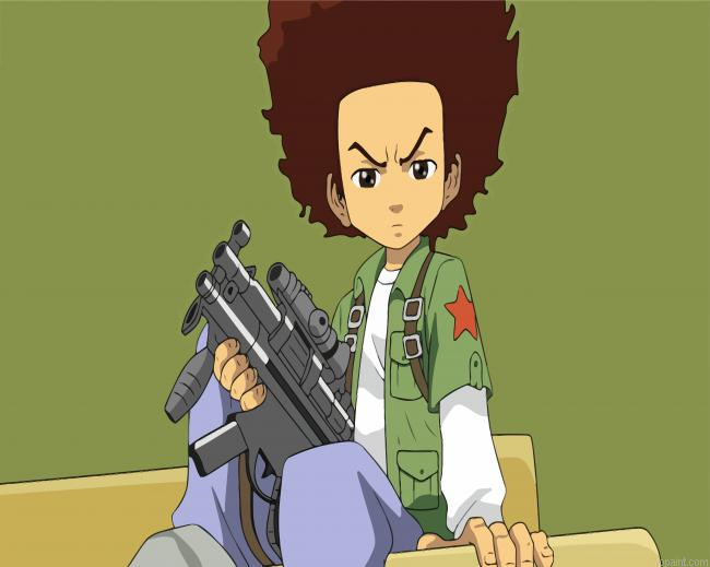 Huey Freeman With Gun The Boondocks Painting By Numberss.png
