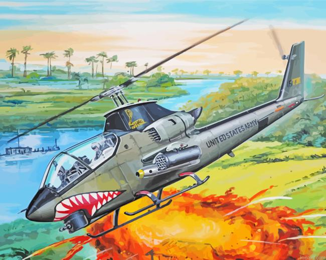 Huey Helicopter War Art Painting By Numberss.png