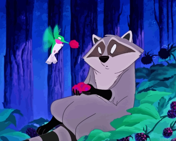 Hummingbird And Raccoon Painting By Numberss.png