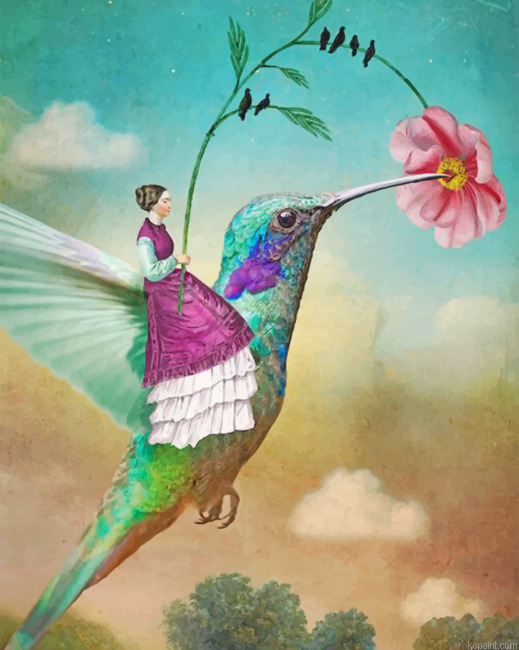 Hummingbird And Woman Painting By Numberss.png