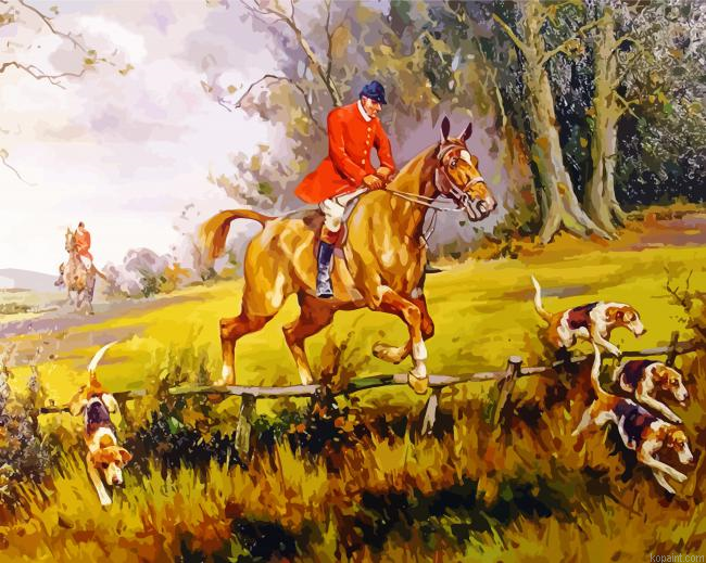 Hunting Scene With Foxhounds Paint By Numbers