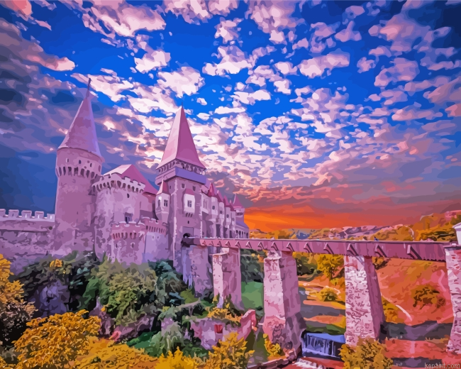 Hunyad Castle At Sunset Painting By Numberss.png