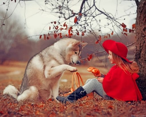 Husky Dog And Little Girl Painting By Numberss.png