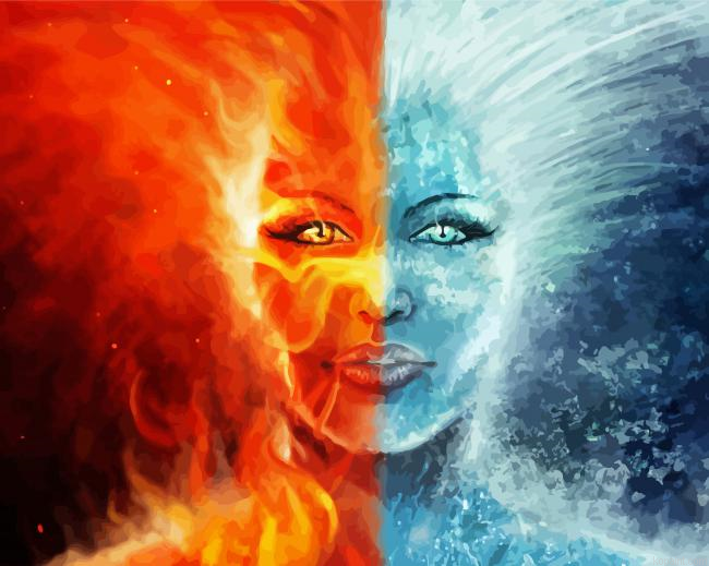 Ice And Fire Woman Face Painting By Numberss.png