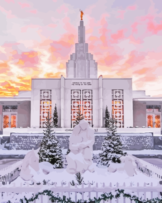 Idaho Falls Temple In Snow Painting By Numberss.png