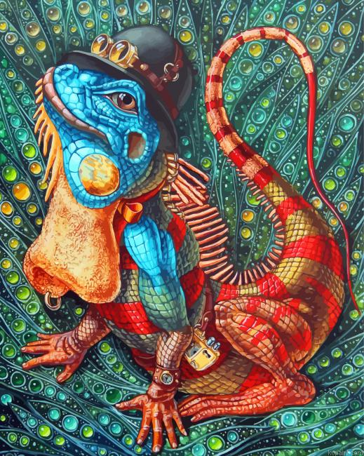 Iguana Animal Art Painting By Numberss.png