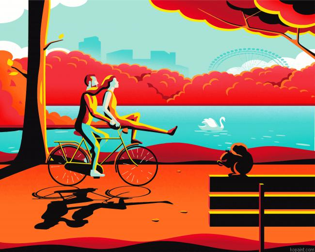 Illustration Couple On Bike Painting By Numberss.png