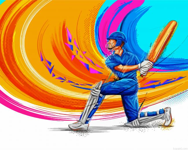Illustration Cricket Player Painting By Numberss.png