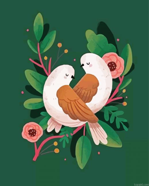 Illustration Dove Birds Paint By Numbers