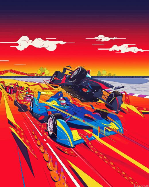 Illustration F1 Racing Paint By Numbers
