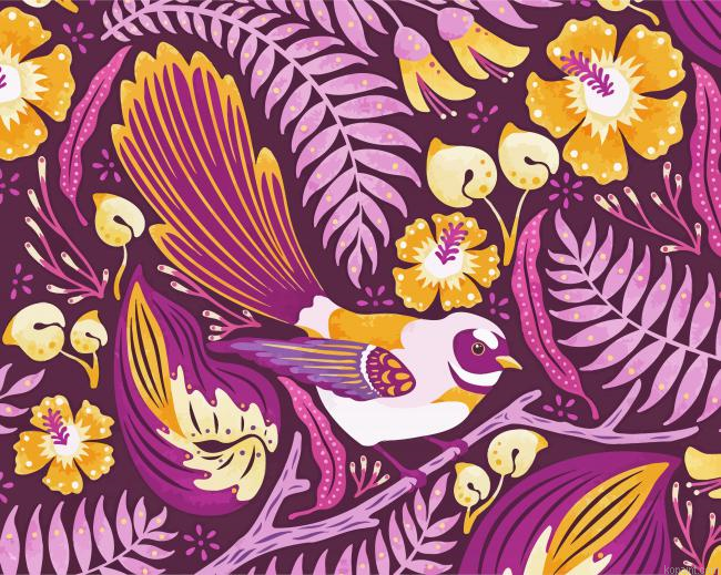Illustration Fantail Bird Art Painting By Numberss.png