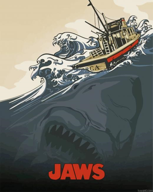 Illustration Jaws Movie Poster Paint By Numbers