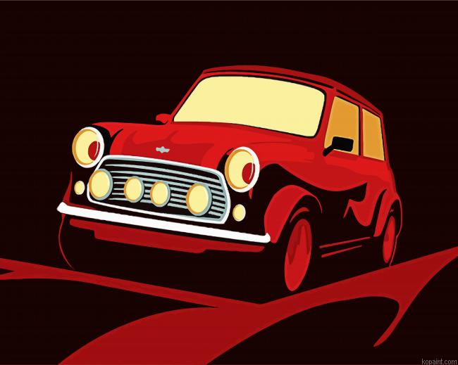 Illustration Mini Cooper Car Paint by Numbers