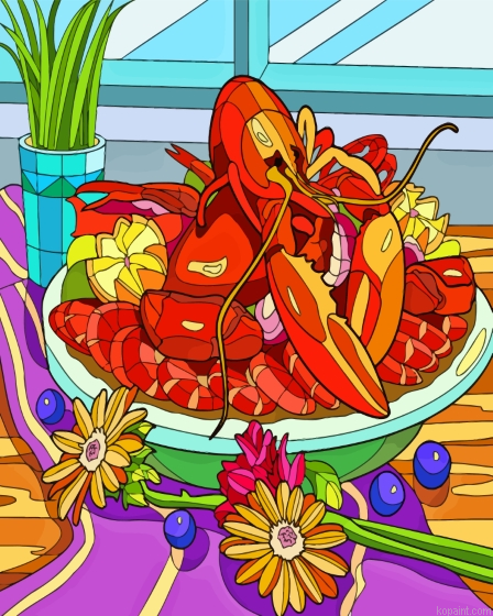 Illustration Shrimp And Lobster Painting By Numberss.png