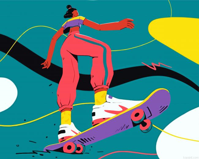 Illustration Skater Girl Paint By Numbers.png