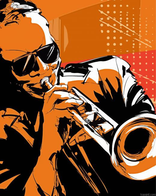 Illustration Trumpet Player Paint By Numbers