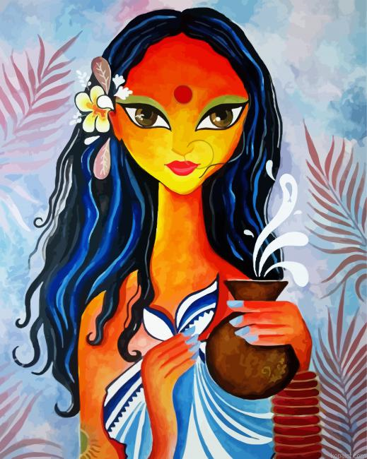 Indian Tribal Girl Paint By Numbers.png