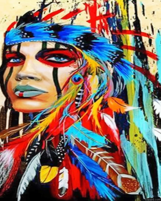 Indian Woman Colorful Painting By Numberss.png
