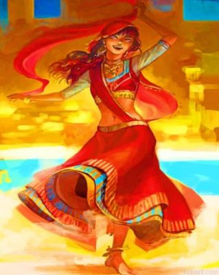 Indian Woman Dancing Painting By Numberss.png