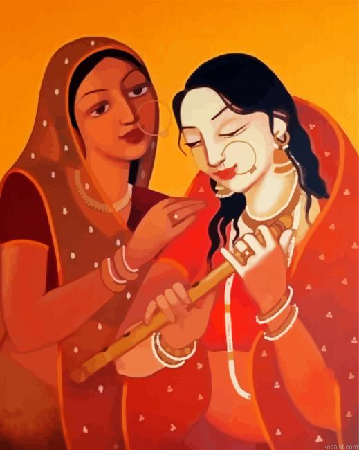 Indians Playing Flute Painting By Numberss.png