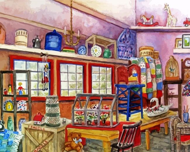 Interior Of Antique Store Paint By Numbers