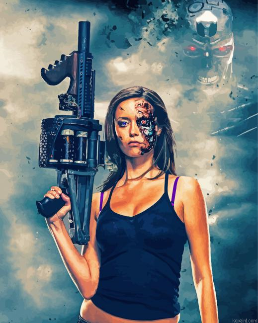 Iron Woman With Gun Painting By Numberss.png