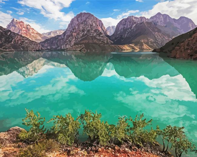 Iskanderkul Lake Tajikistan Painting By Numberss.png