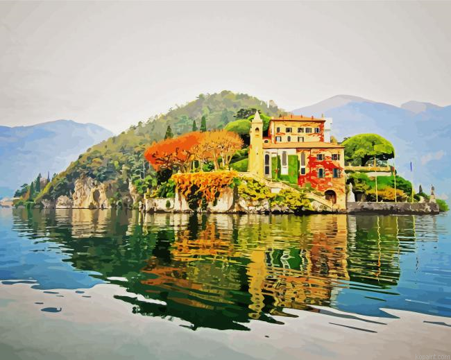 Italian Villa On The Lake Landscape Painting By Numberss.png