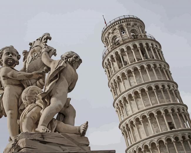 Italy Sculpture Tower Of Pisa Painting By Numberss.png