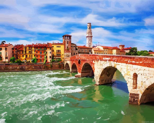Italy Verona Castelvecchio Bridge Paint By Numbers.png