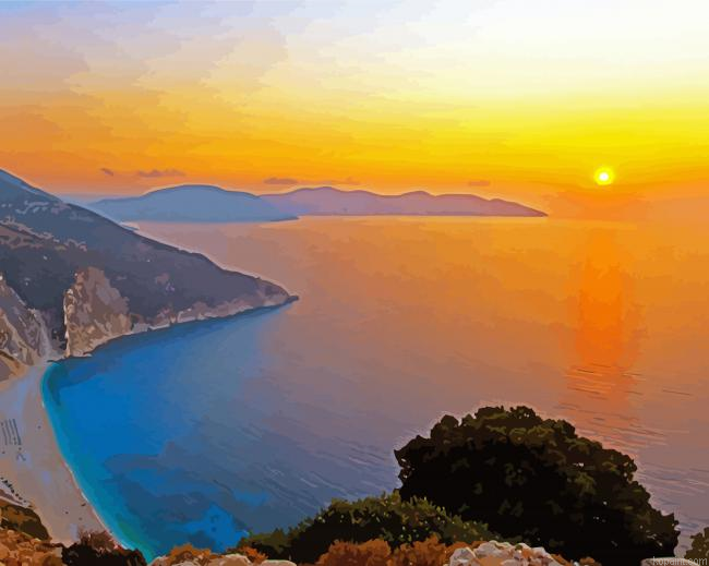 Ithaca Ionian Island Sunrise Painting By Numberss.png