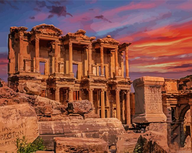 Izmir Celsus Library Landmark Painting By Numberss.png