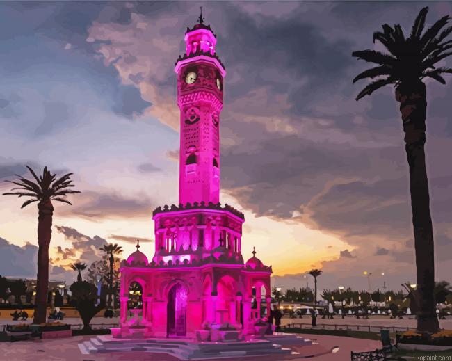 Izmir Clock Tower In Pink Painting By Numberss.png