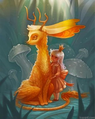 Jackalope And A Little Girl Painting By Numberss.png