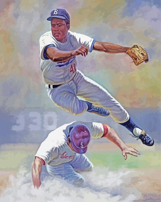 Jackie Robinson Playing Match Painting By Numberss.png