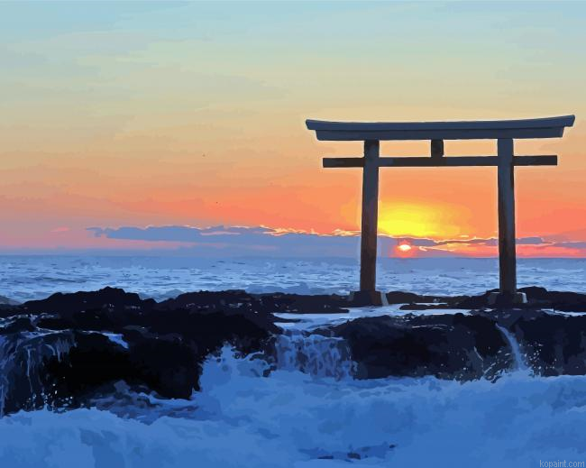 Japan Ocean Tori Gate Paint By Numbers