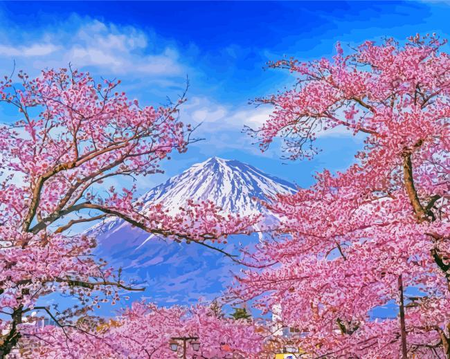 Japan Trees Paint By Numbers