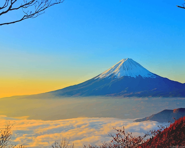 Japanese Mt-fuji Landscape Paint By Numbers