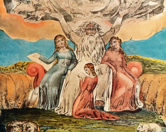 Job And His Daughters By William Blake Painting By Numberss.png