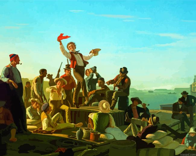 Jolly Flatboatmen In Port By George Caleb Bingham Painting By Numberss.png