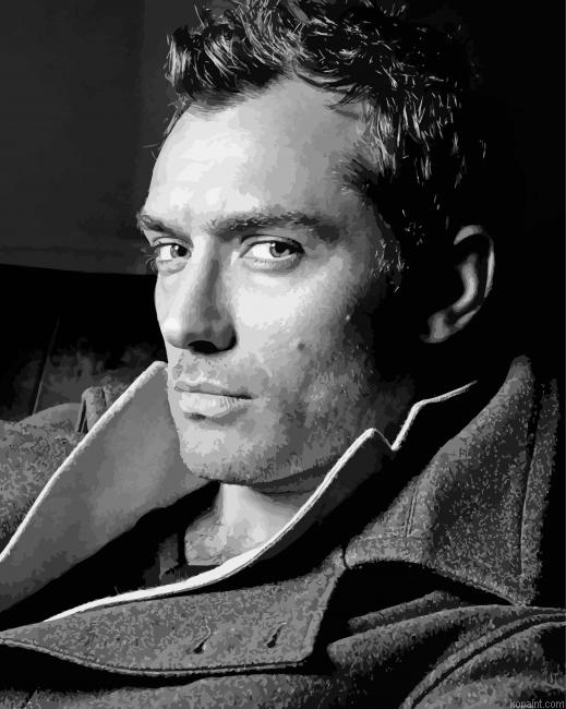 Jude Law Actor In Black And White Painting By Numberss.png