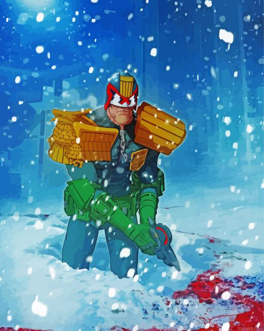 Judge Dredd In Snow Painting By Numberss.png