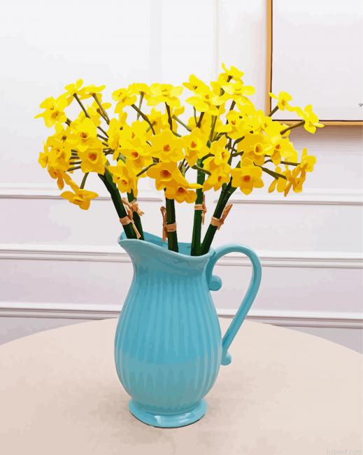 Jug And Wild Yellow Daffodils Paint By Numbers