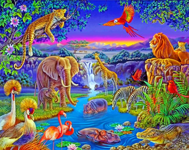 Jungle Wildlife Painting By Numberss.png