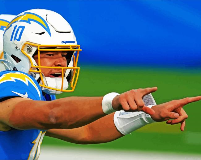 Justin Herbert La Chargers Player Sport Painting By Numberss.png