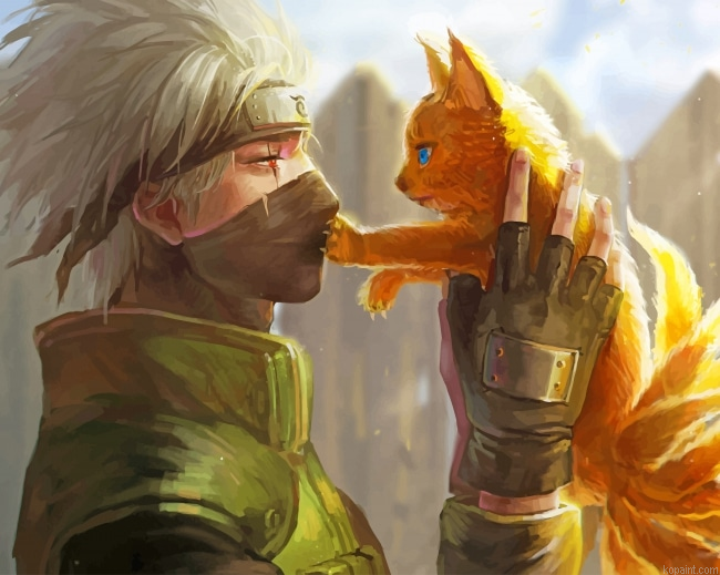 Kakashi Carrying A Cat New Painting By Numberss.png