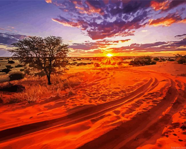 Kalahari Desert At Sunset Painting By Numberss.png