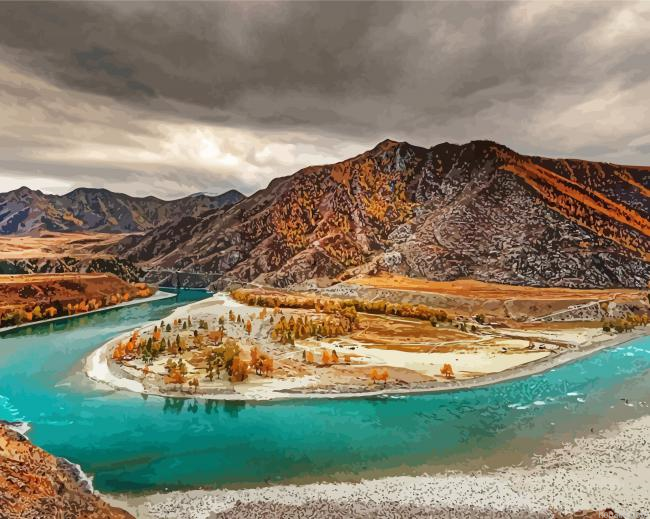 Katun River Altai Mountains Painting By Numberss.png