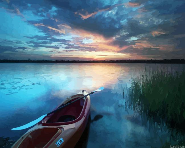 Kayak By Lake Painting By Numberss.png
